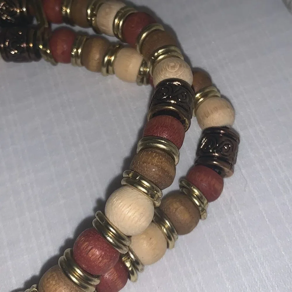 Vintage Double Strand Beaded Leather Belt Size Medium‎